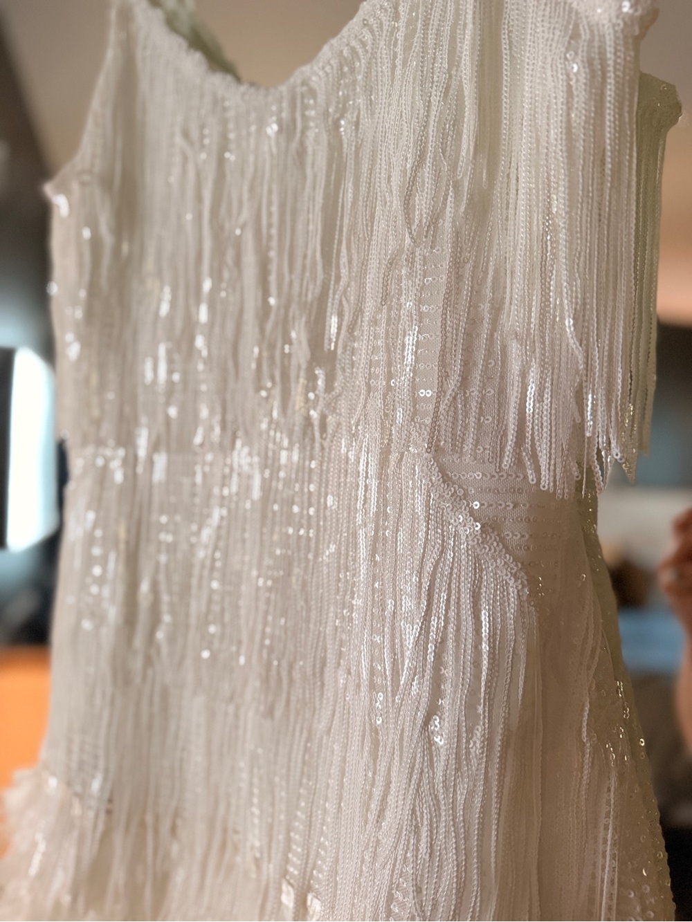 Mew Mews White Fringe & Feather Mini Dress - Picture 5 of 9